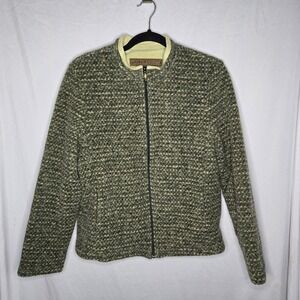 Dakini Jacket Fleece‎ Line Wool Blend Sweater Full Zip Made In The USA Medium